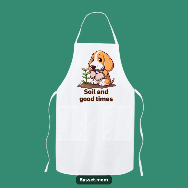 Funny Basset Hound Gardener Apron - Cute Kitchen Sprout Planting Wear