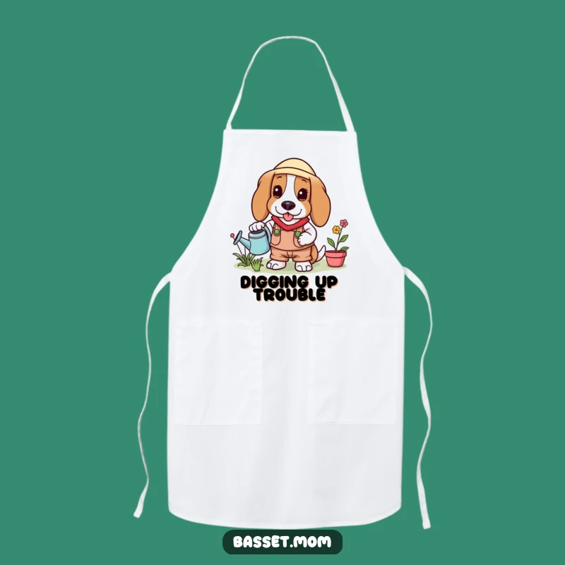 Funny Basset Hound Gardener Apron: Hilarious Plant Protection, Kitchen Fun, Perfect Gift!