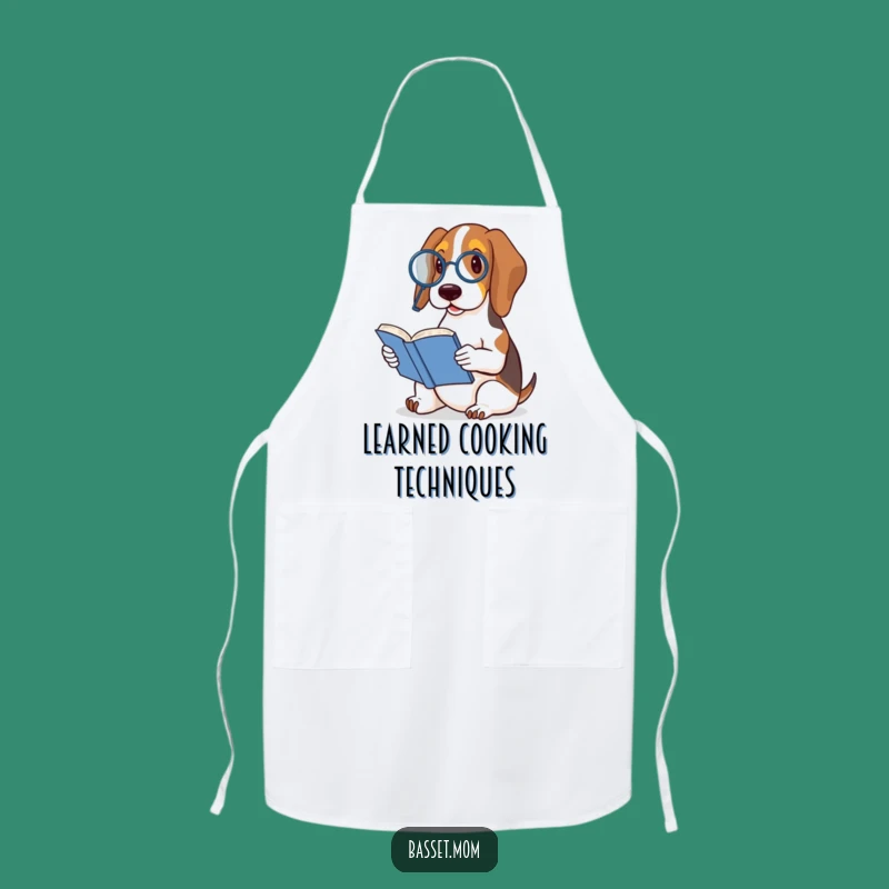 Funny Basset Hound Monocle Book Apron - Culinary Class and Comedy