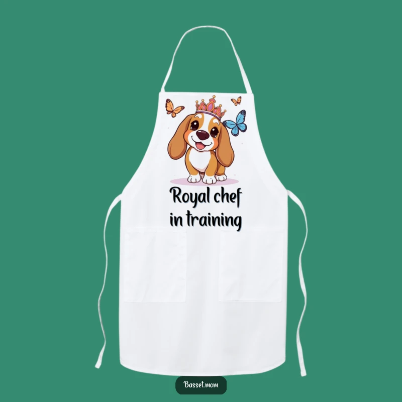 Funny Basset Hound Tiara Apron - Hilarious Regal Chef Dog Cooking Gift