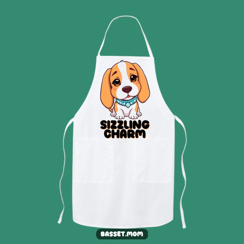 Funny Basset Hound Winking Apron - Sparkly Collar Kitchen Gift