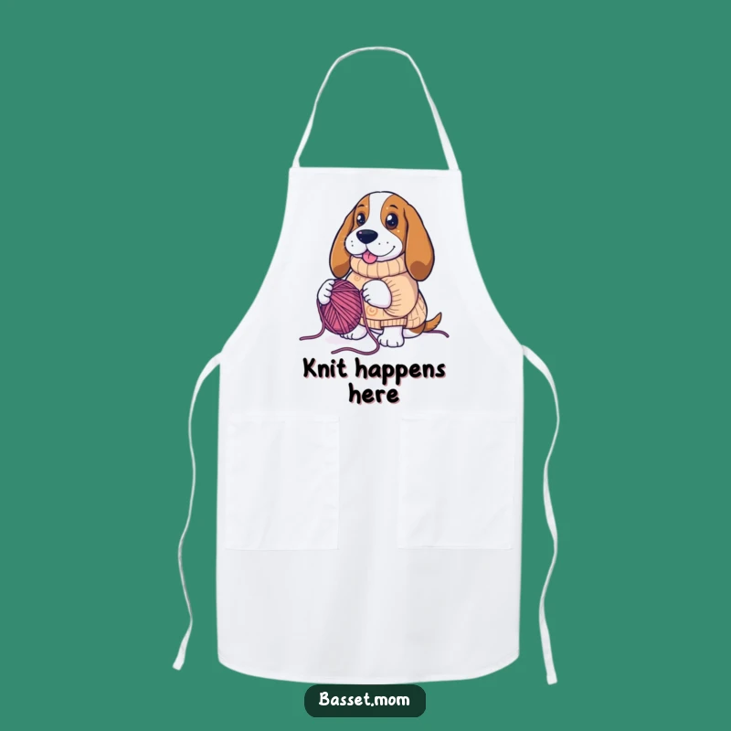 Funny Basset Hound Knitting Apron - Humorous Chef Gift for Crafters