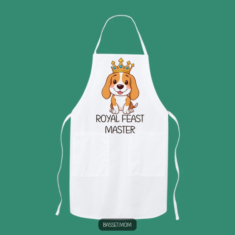 Funny Royal Basset Hound Crown Apron - Regal Kitchen Gift