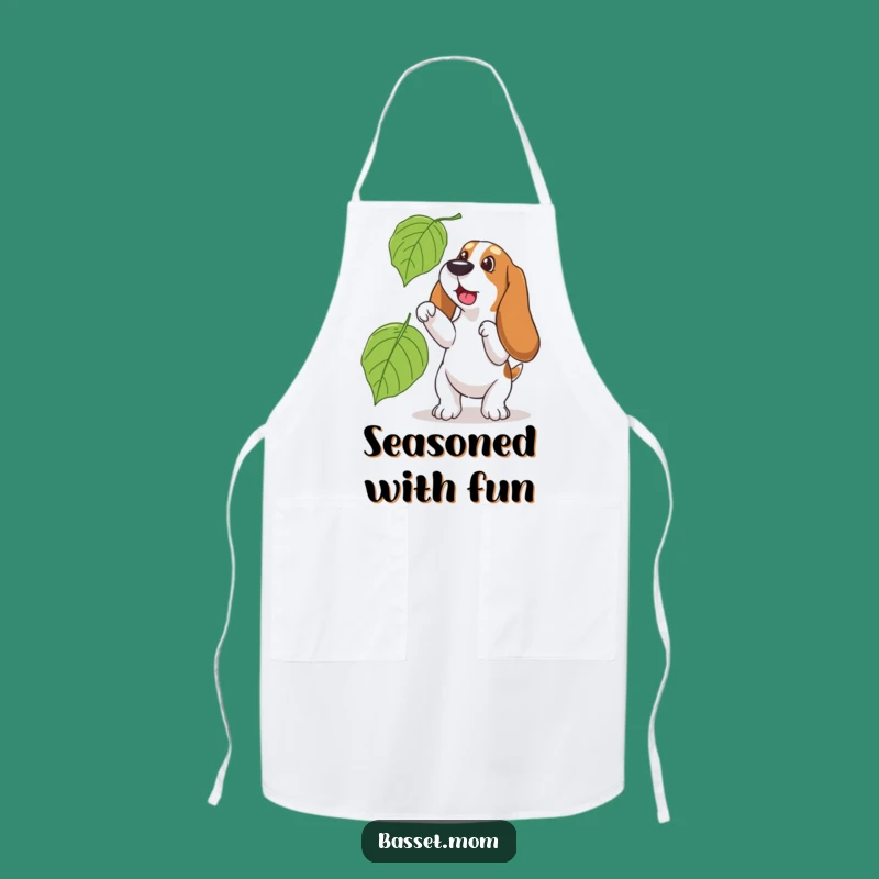 Funny Basset Hound Autumn Chef Apron: Hilarious Helper for Fall Cooking