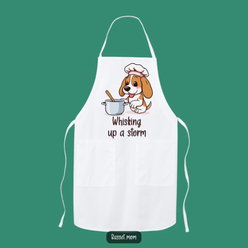 Funny Basset Hound Chef Apron - Enthusiastic Dog for the Kitchen