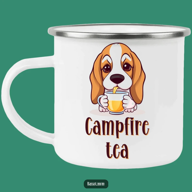 Funny Basset Hound Tea Sip Camping Mug - Elegant Enamel Dog Gift