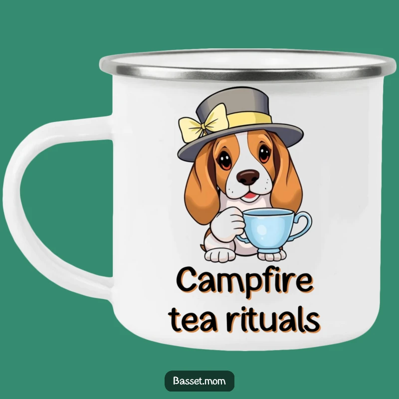 Funny Basset Hound Tea Enamel Mug: Hilarious Fancy Brews, Perfect Gift!