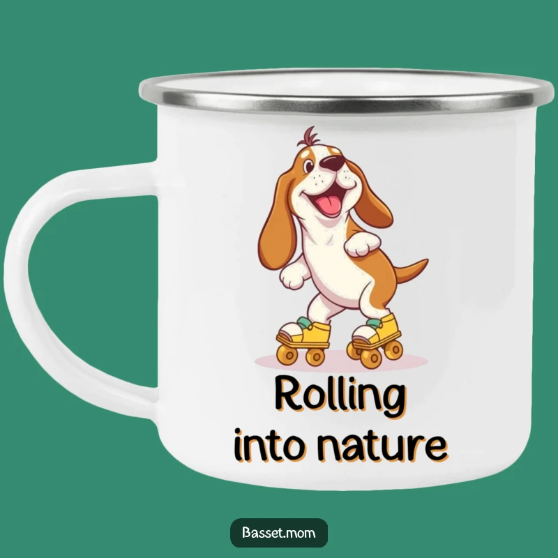 Funny Adventure Skater Basset Hound Roller Skates Camping Mug