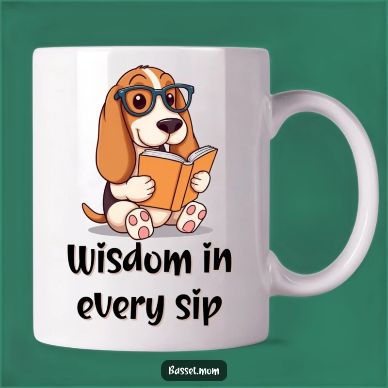 Funny Basset Hound Bookworm Mug - Clever Dog Lover Gift!
