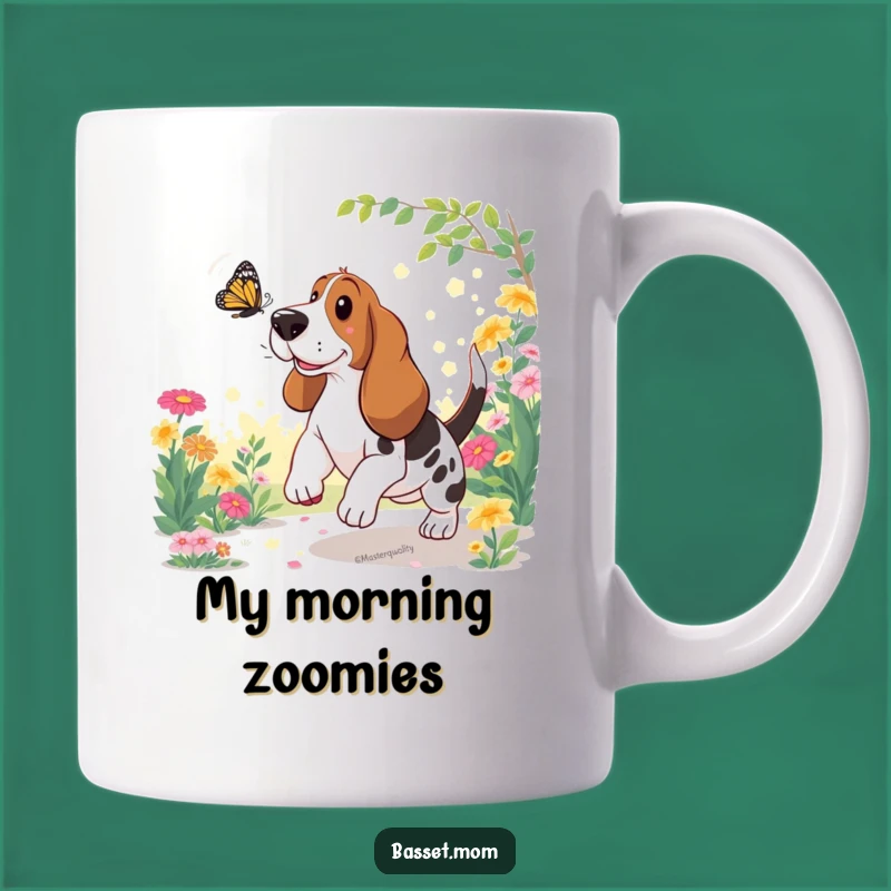 Funny Basset Hound Butterfly Chase Mug: The Perfect Humorous Gift for Dog Lovers