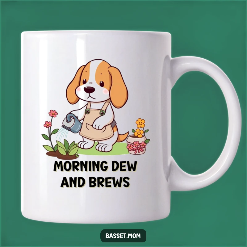 Funny Gardener Basset Hound Mug: Blooming Humor & Green Thumb Gift
