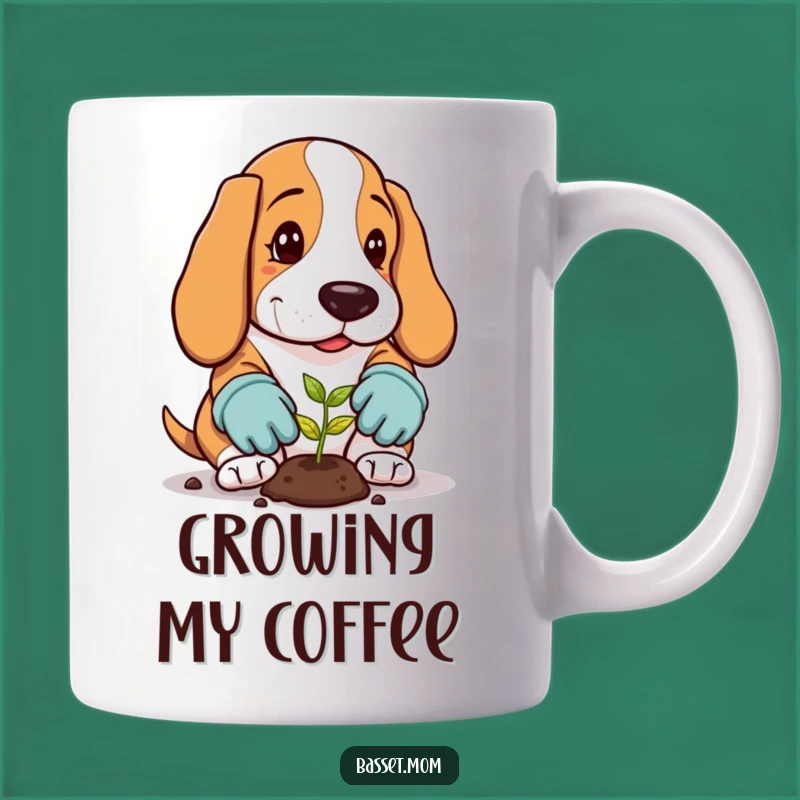 Funny Gardener Basset Hound Mug: Humorous Planting Gift for Green Thumbs