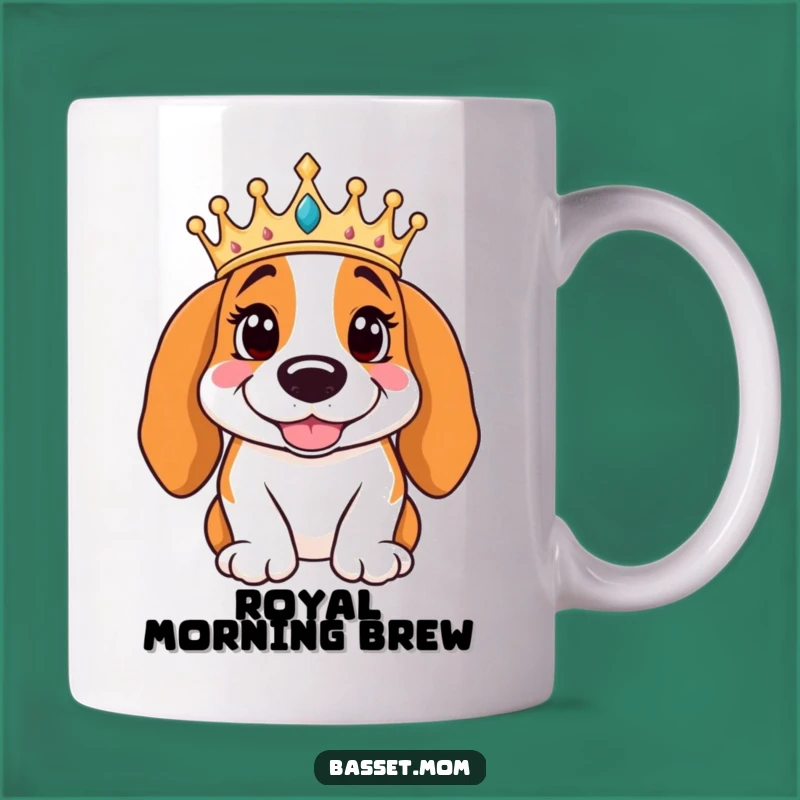 Funny Basset Hound King Mug - Regal Crown Smile Coffee Gift