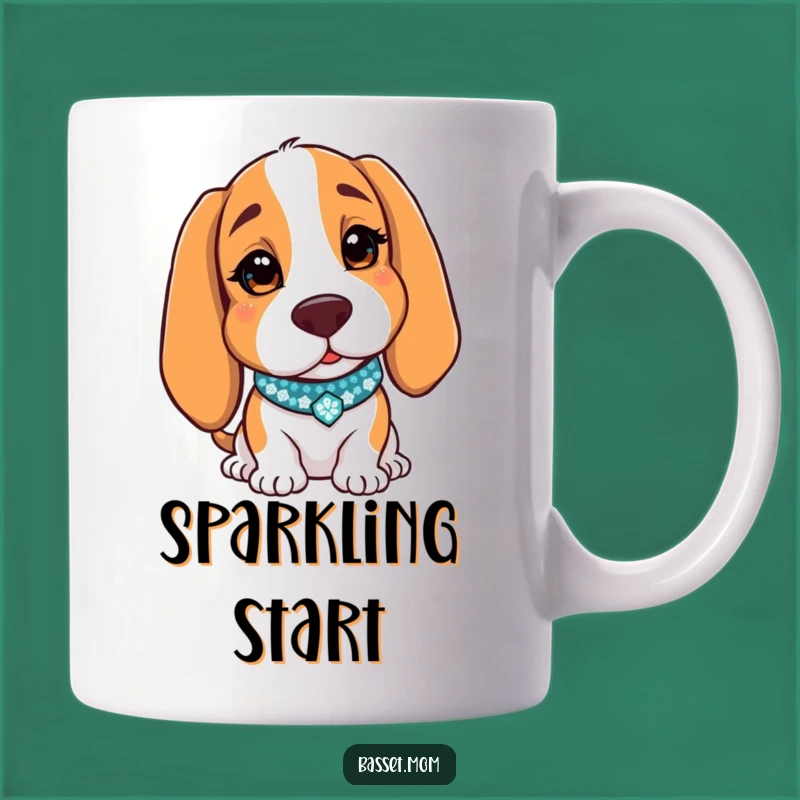 Funny Basset Hound Winking Mug - Sparkly Collar Dog Gift