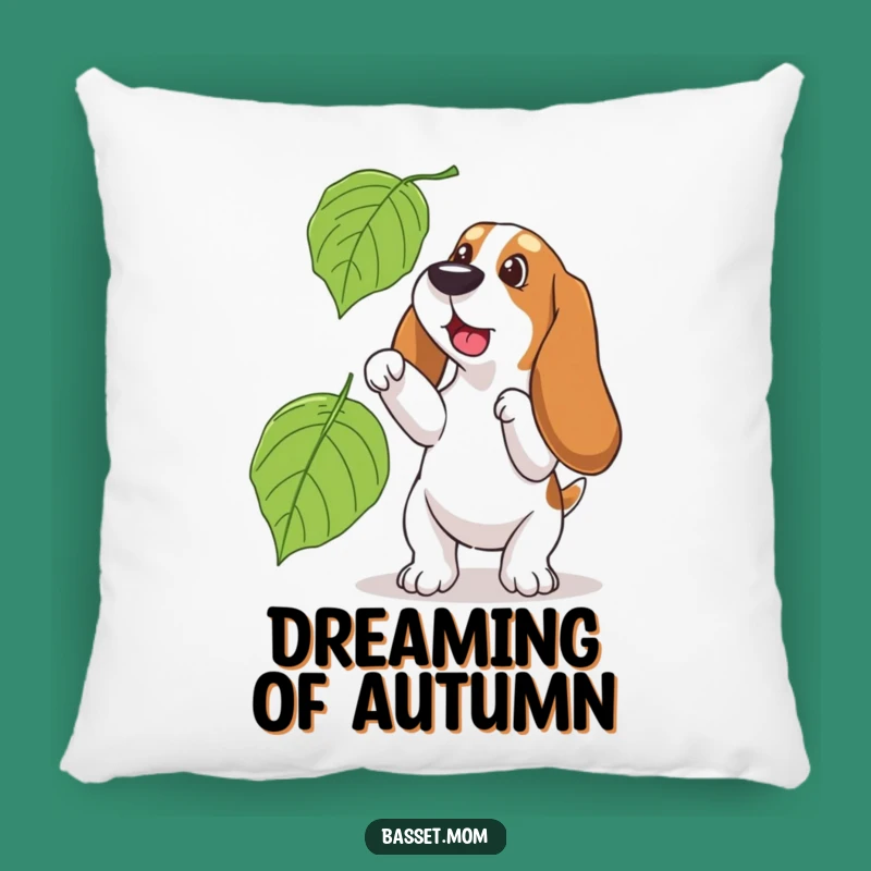 Funny Basset Hound Leaf Catcher Pillow: Cozy Comfort with Autumnal Humor