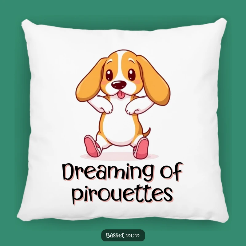 Funny Basset Hound Ballet Pillow - Cozy & Humorous Dancer Decor
