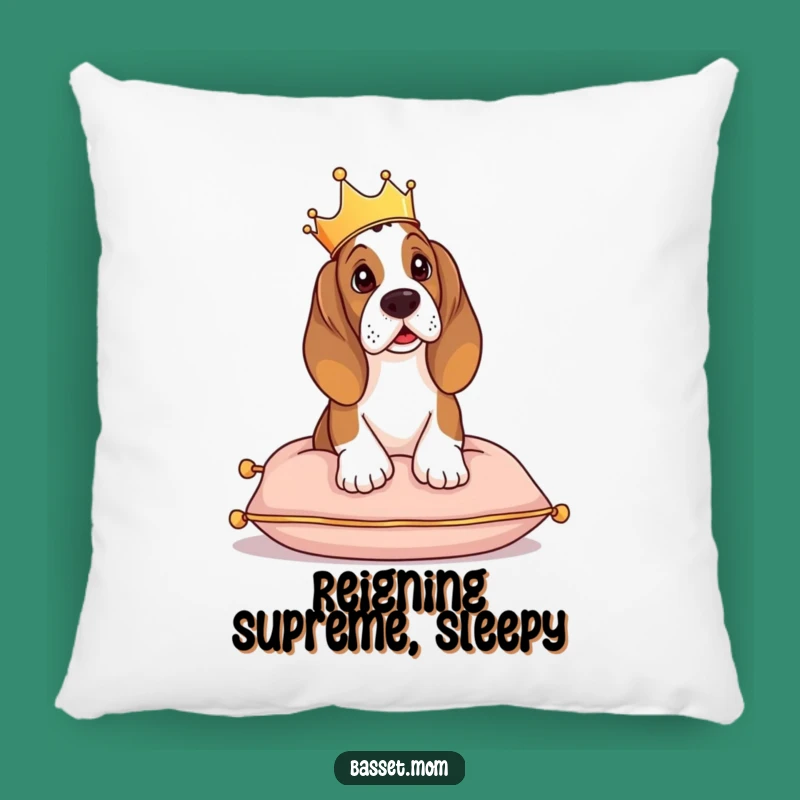Funny Basset Hound Crown Pillow: Royal Cushion Comfort, Perfect Gift
