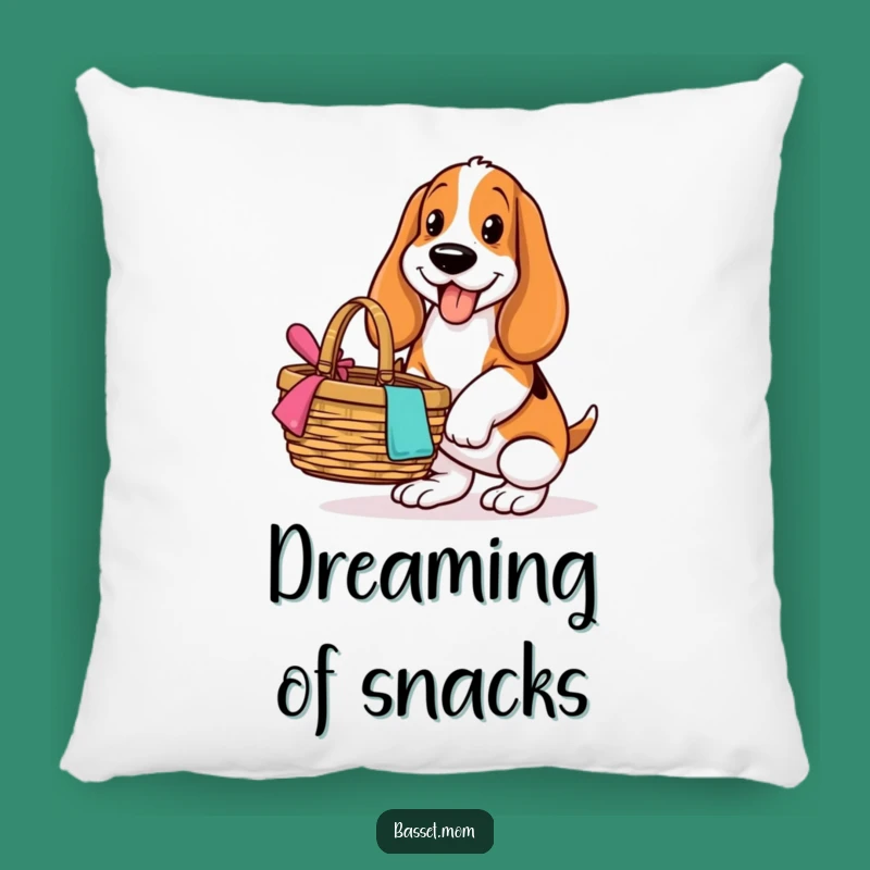 Funny Basset Hound Picnic Comfort Pillow: Cozy Outdoor Spirit