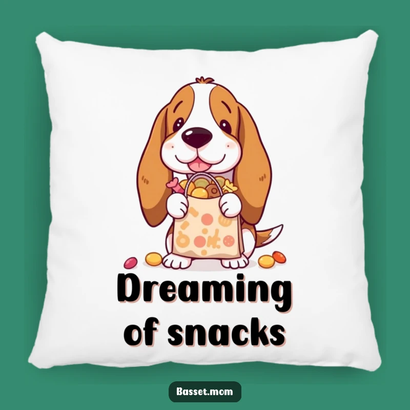 Funny Basset Hound Treat Pillow: Hilarious Snacking Comfort, Cozy Accent, Perfect Gift!
