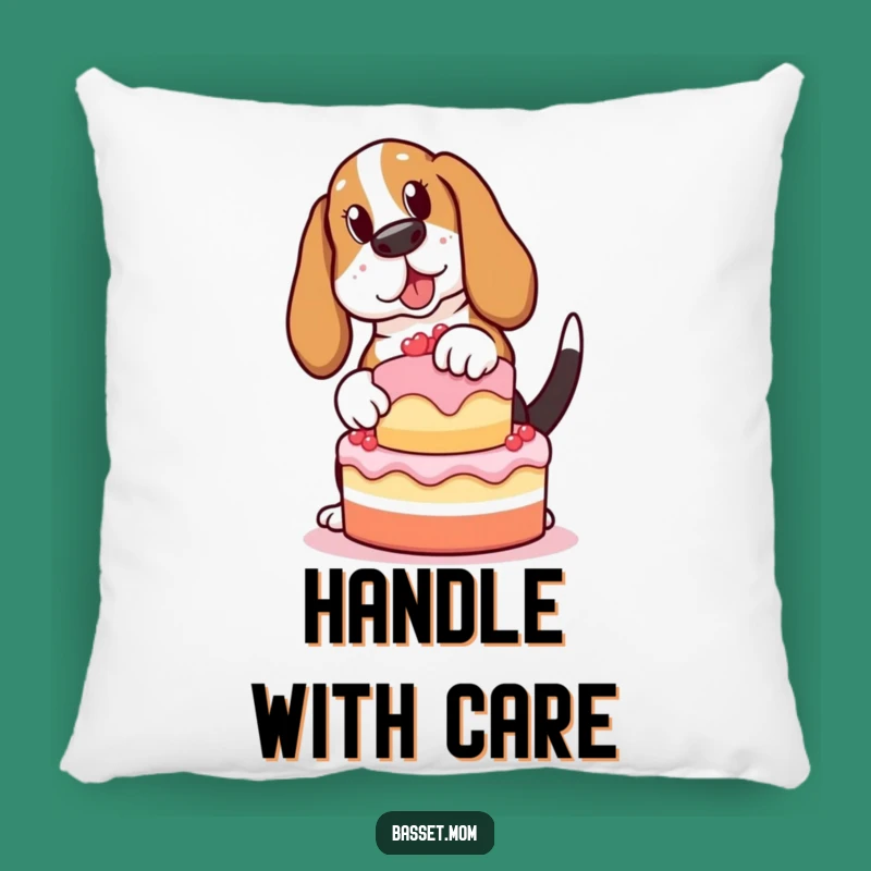Comfy Funny Basset Hound Cake Balancing Pillow - Cute Dog Novelty Gift!