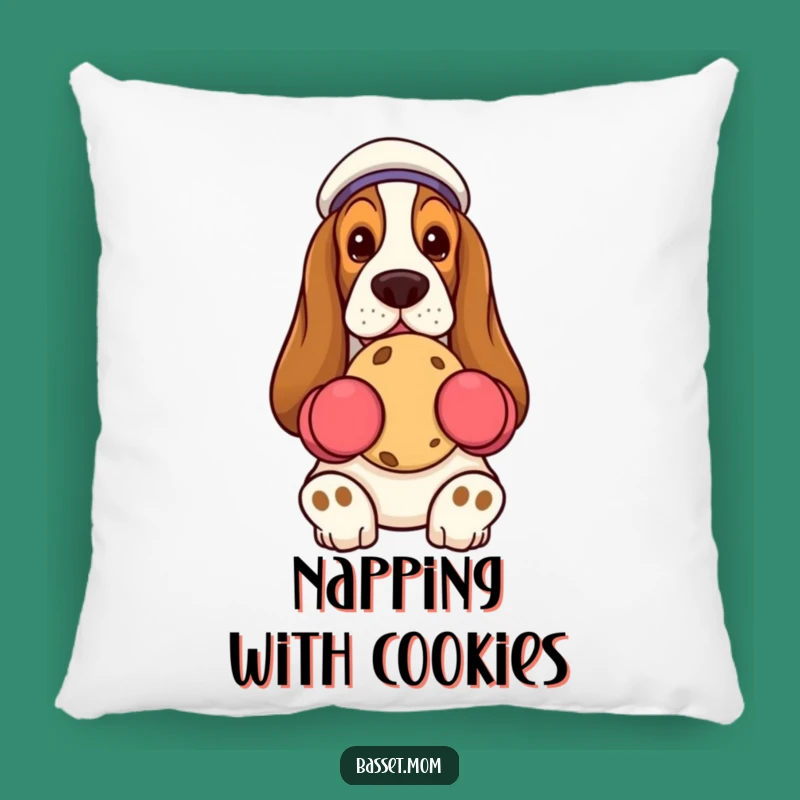Funny Basset Hound Cookie Pillow - Cozy & Humorous Treat Lover Decor