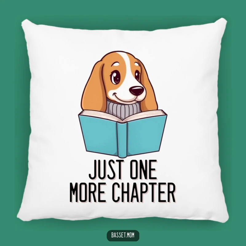 Soft Funny Basset Hound Bookish Pillow - Comfy Dog Lover Gift with Knitted Sweater