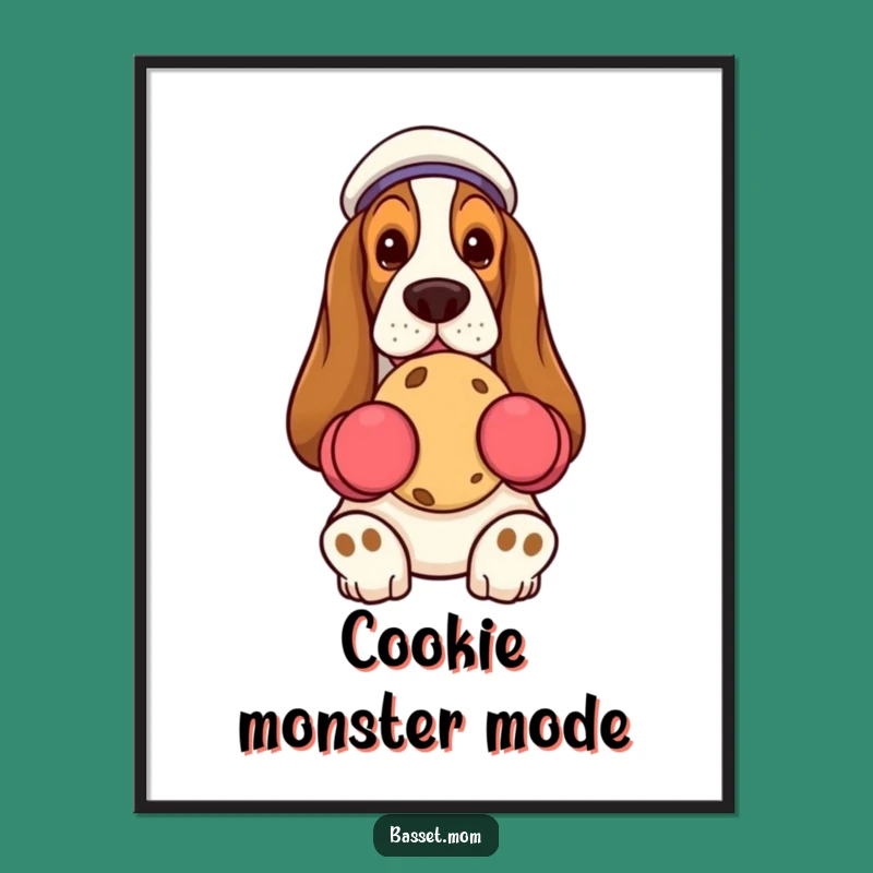 Funny Basset Hound Cookie Digital Art - Humorous Printable Kitchen Decor