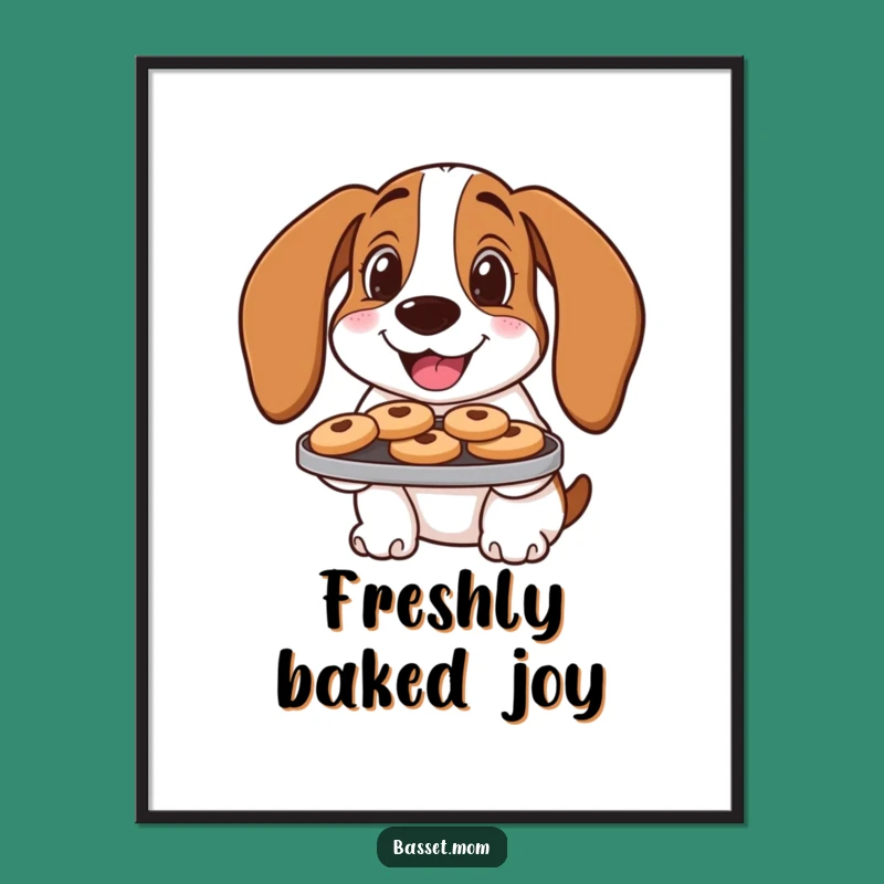 Funny Cookie Basset Hound Digital Art: Instant Sweet Decor, Gift