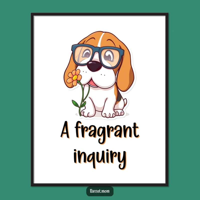 Funny Basset Hound Glasses Digital Art - Curious Dog Printable