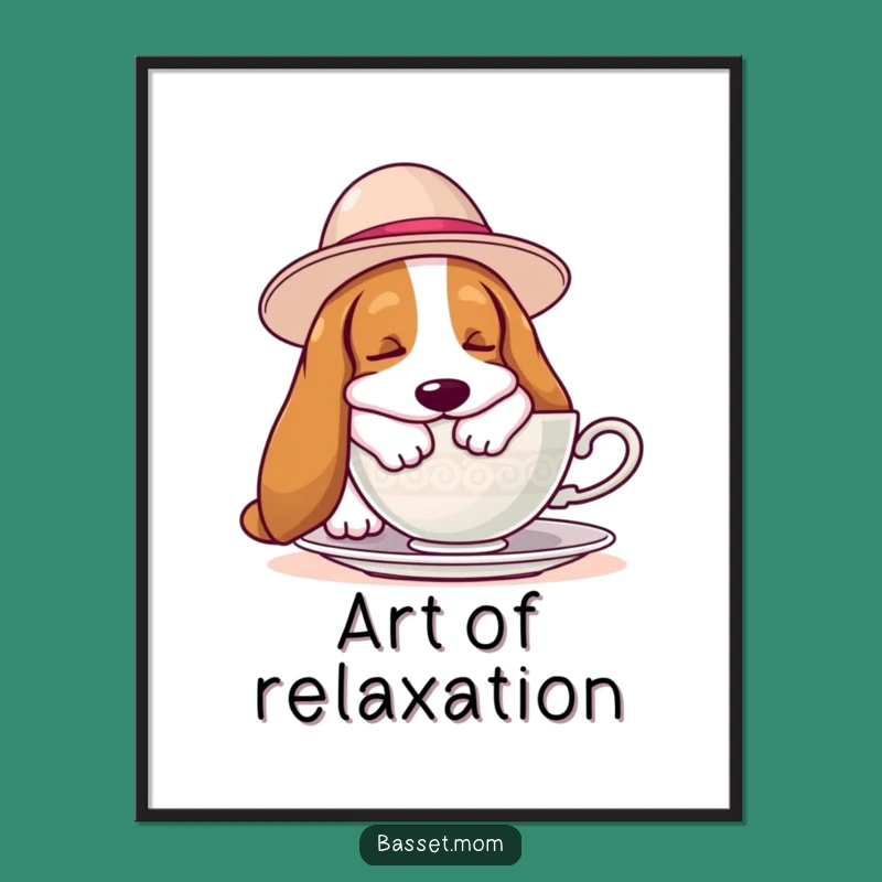 Funny Basset Hound Hat Nap Digital Art: Instant Hilarious Home Decor