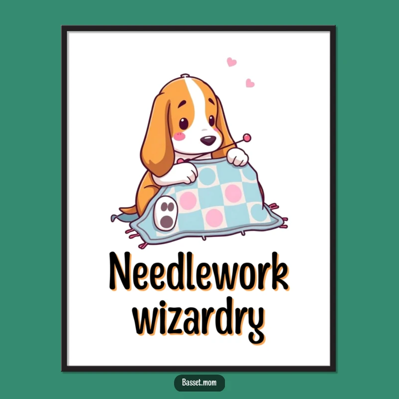 Funny Basset Hound Quilting Digital Print: Instant Cute Dog Sewing Art Download