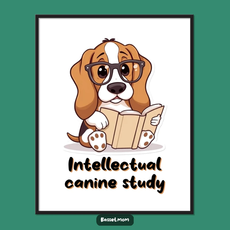 Funny Basset Hound Reading Digital Art: Instant Scholarly Decor