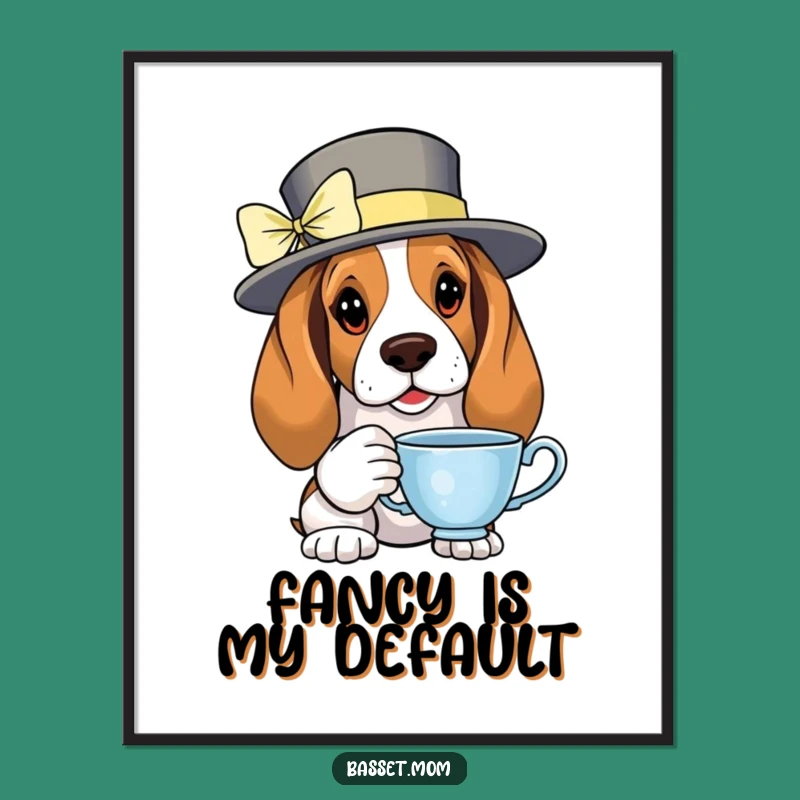Funny Basset Hound Tea Party Digital Art: Hilarious Elegant Download, Instant Decor, Perfect Gift!