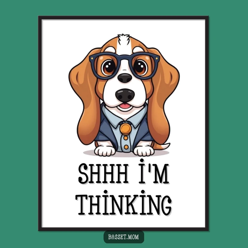 Funny Librarian Basset Hound Digital Print: Instant Scholarly Dog Art Download