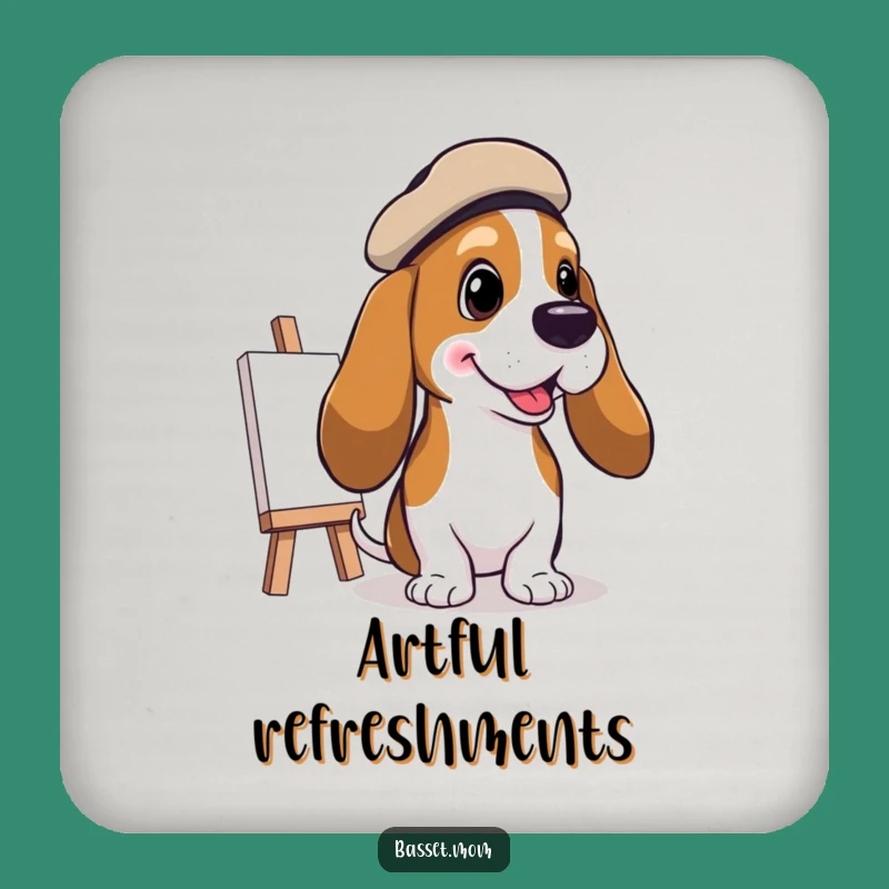 Funny Basset Hound Artist Coasters: Protect Surfaces with Creative Flair