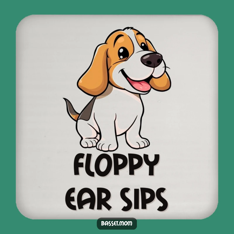 Funny Basset Hound Floppy Ears Bounce Coaster Set - Protects Surfaces Hilariously