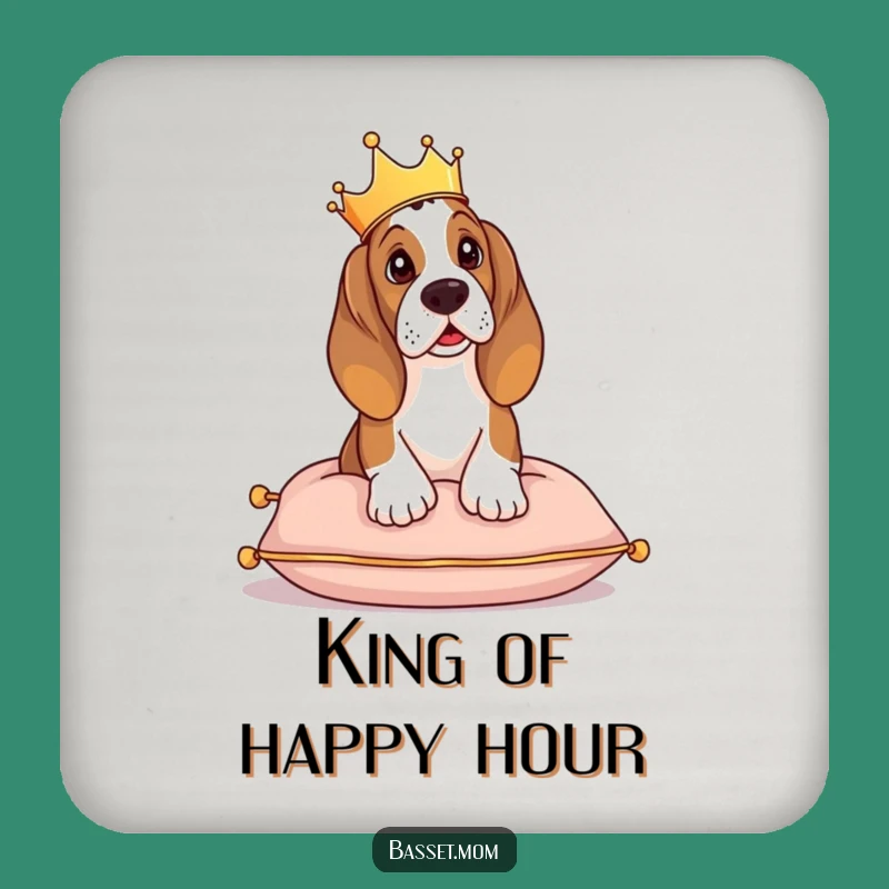 Funny Basset Hound Crown Coaster: Royal Domain Protection, Perfect Gift