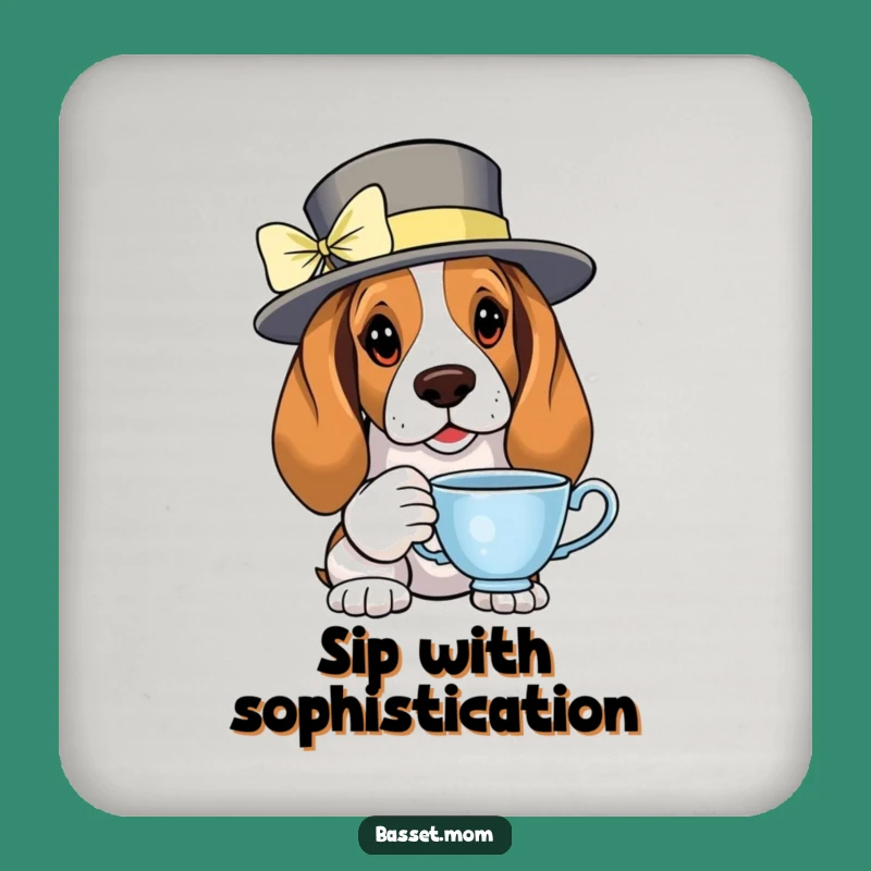 Funny Basset Hound Tea Coaster: Hilarious Elegant Protection, Table Decor, Perfect Gift!