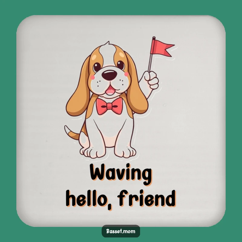 Funny Dapper Basset Hound Bow Tie Flag Drink Coaster Set