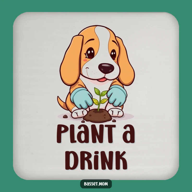 Funny Gardener Basset Hound Coasters: Protect Surfaces with Plant Humor, Gift