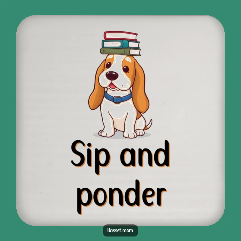 Funny Basset Hound Bookworm Coaster: Protect Surfaces with Hilarious Style