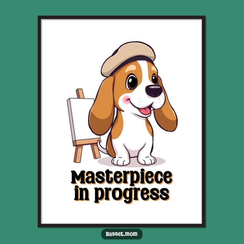 Funny Basset Hound Artist Poster: Decorate Your Space with Creative Canine Art
