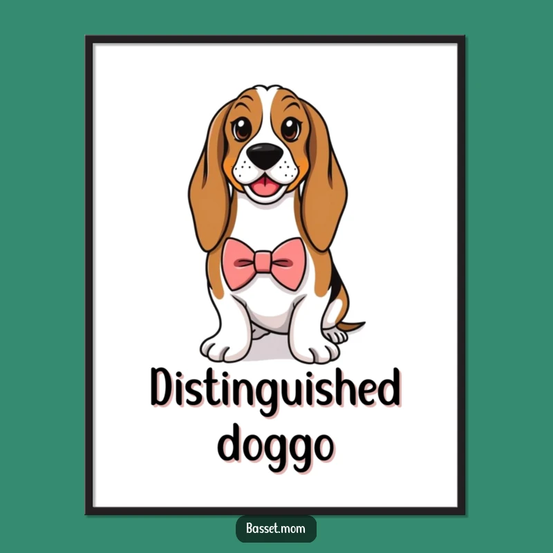 Funny Basset Hound Portrait Poster: Elegant Wall Art for Classy Dog Lovers