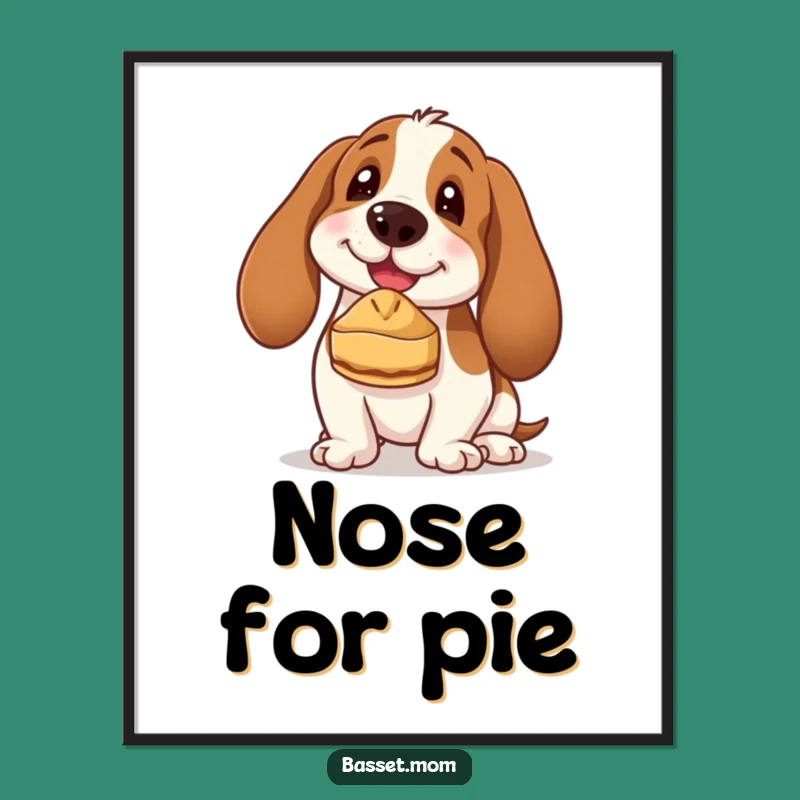 Funny Basset Hound Pie Masterpiece Poster - Whimsical Dog Art Print