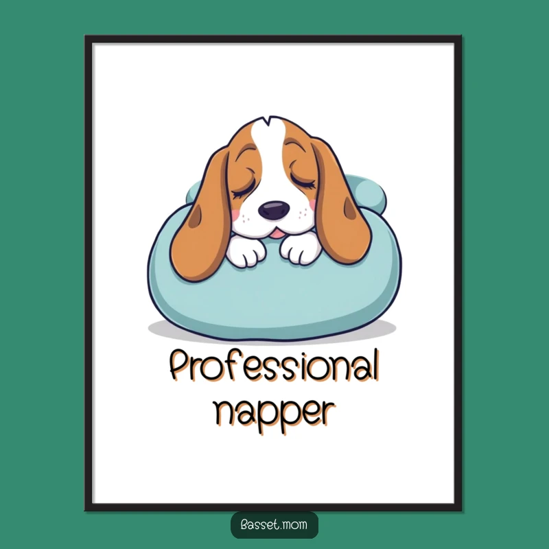 Funny Basset Hound Sleepy Poster: Giant Cushion Comfort for Your Walls