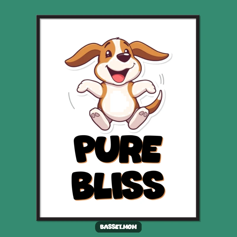 Funny Basset Hound Spin Frenzy Poster - Joyful Dog Art Gift!