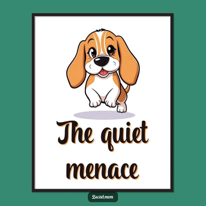 Funny Basset Hound Tiptoeing Poster: Bring Playful Mischief to Your Walls