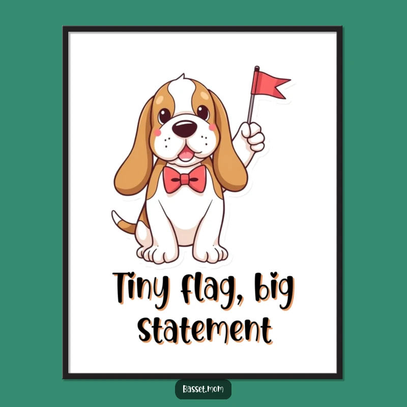 Funny Sophisticated Basset Hound Bow Tie Flag Poster - Home Decor Gift