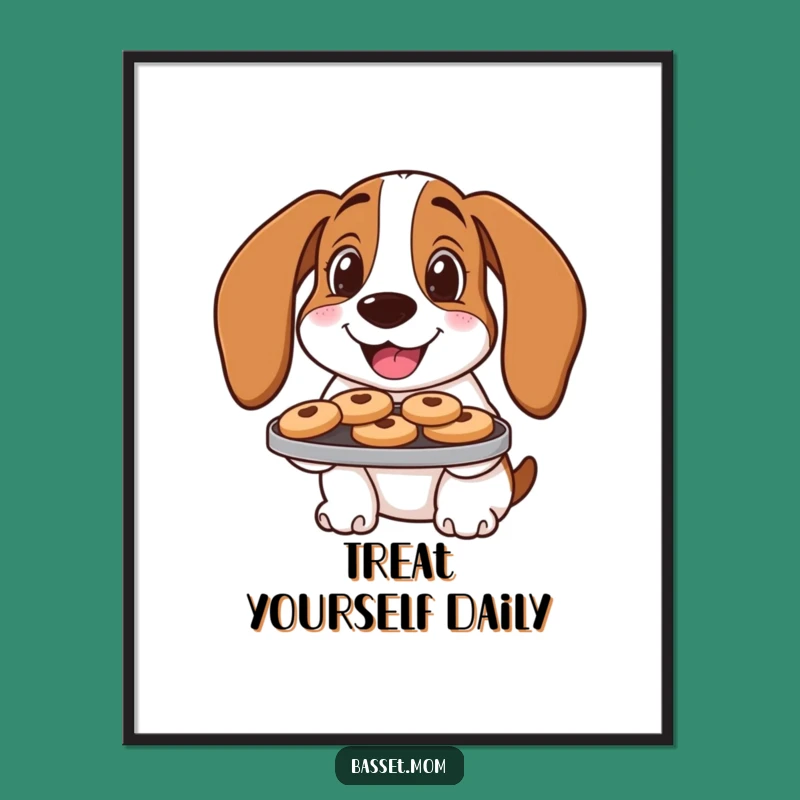 Funny Cookie Basset Hound Poster: Sweet Wall Art, Perfect Gift