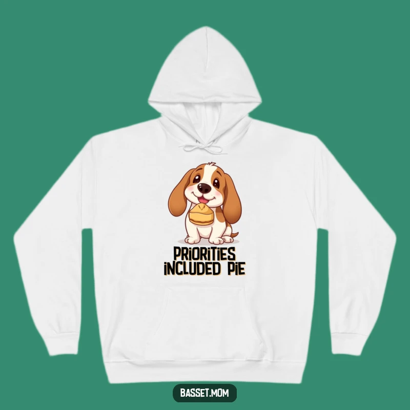 Cozy Funny Basset Hound Pie Balancing Hoodie - Warm & Hilarious Gift